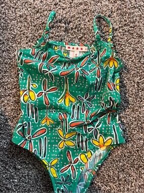 Marni Emerald Green Floral-Print One-Piece